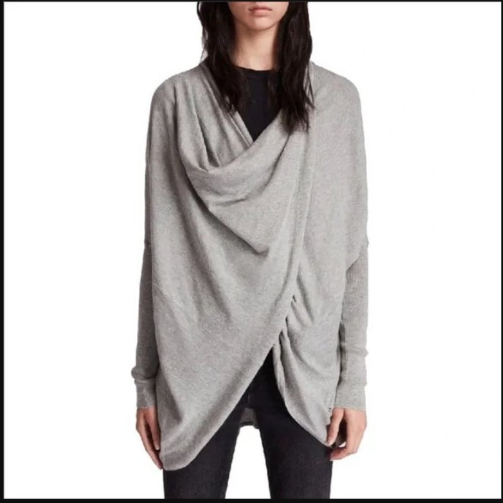 All Saints Gray Twist Itat Shrug Sweater US 2